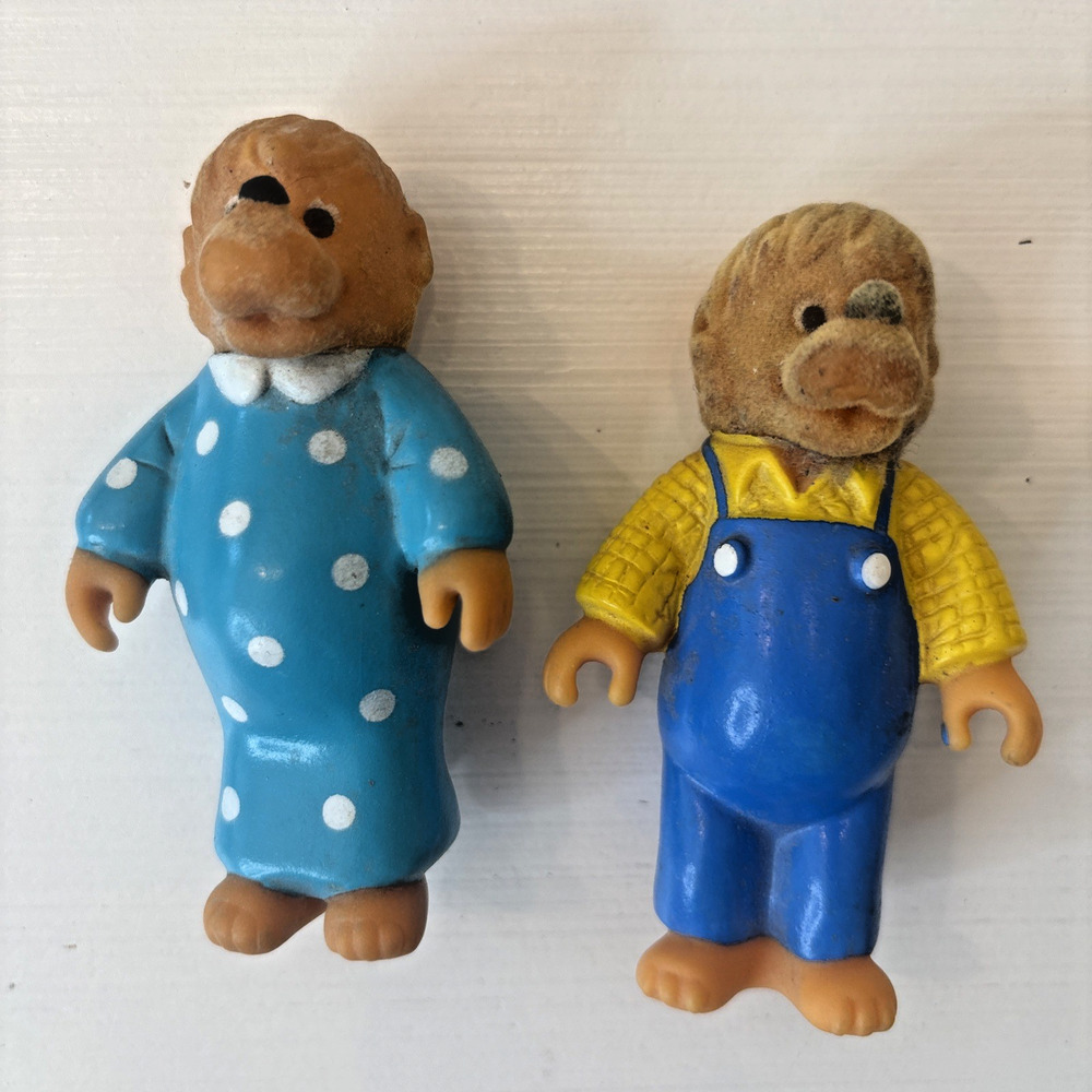 Berenstain Bears Mama Papa Bear Flocked PVC Figures Toy Lot